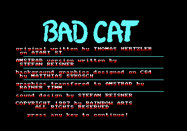 Street Cat (Amstrad CPC) screenshot: Title screen.