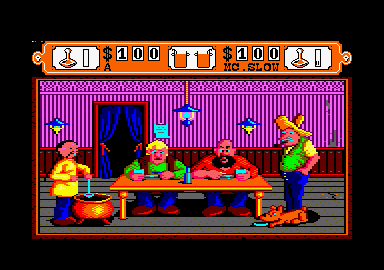 Western Games (Amstrad CPC) screenshot: Eating.