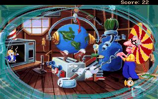 Pepper's Adventures in Time (DOS) screenshot: Uncle Fred's secret laboratory