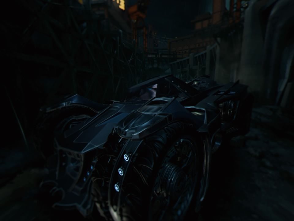 Batman: Arkham VR (PlayStation 4) screenshot: Batmobile is there but you don't get to drive it or even see it in motion