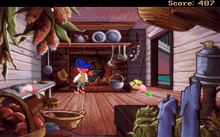 Pepper's Adventures in Time (DOS) screenshot: Pepper inside Penn Mansion kitchen