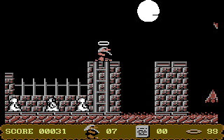 To Hell and Back (Commodore 64) screenshot: Jump the gaps.