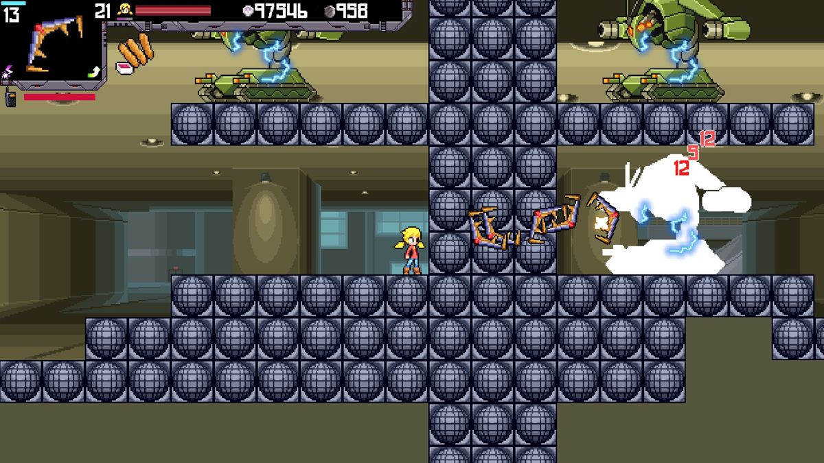 Cally's Caves 4 (Windows) screenshot: Boomerangs are handy in that they can fly through walls