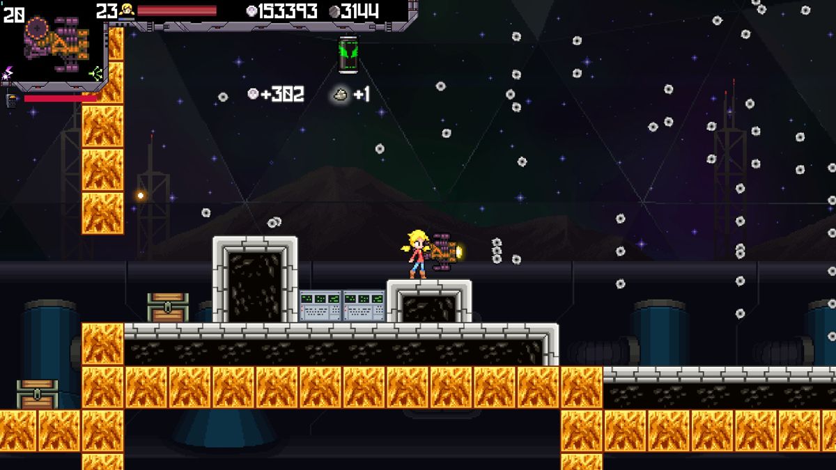 Cally's Caves 4 (Windows) screenshot: Fully upgraded discguns are pretty crazy