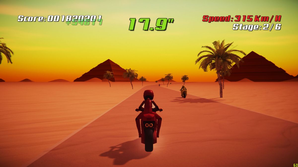 Super Night Riders (Windows) screenshot: Riding through the canyon environment