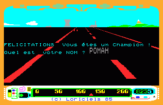 Top Chrono (Thomson MO) screenshot: You are the Champion! (in French)