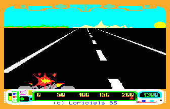 Top Chrono (Thomson MO) screenshot: Colliding with another sport car (in French)