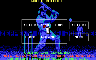 World Cricket (DOS) screenshot: Choosing our team.