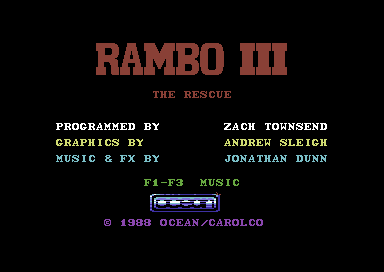 Rambo III (Commodore 64) screenshot: Title screen.