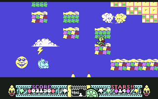 Edd the Duck! (Commodore 64) screenshot: Two winds are trying to blow each other away