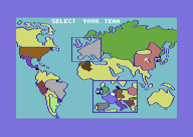 World Championship Soccer (Commodore 64) screenshot: Choose your country.