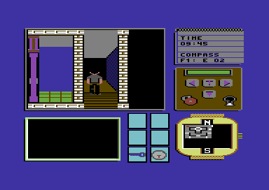 Security Alert (Commodore 64) screenshot: 3rd person perspective.