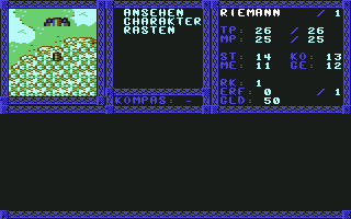 Die Prüfung (Commodore 64) screenshot: Travelling in over-head view