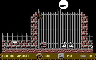 To Hell and Back (Commodore 64) screenshot: Fighting outside the gates.