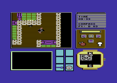 Security Alert (Commodore 64) screenshot: Top down view of your character.