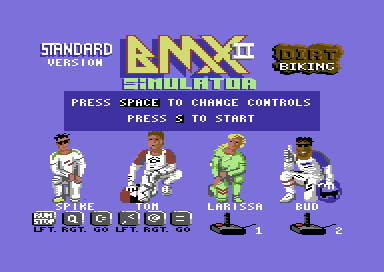 BMX Simulator 2 (Commodore 64) screenshot: Title screen for dirt racing.