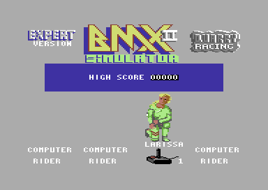 BMX Simulator 2 (Commodore 64) screenshot: Title screen for quarry racing.