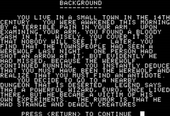 Race for Midnight (Apple II) screenshot: The Story