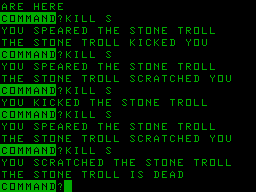 Adventures (Atom) screenshot: Fighting a stone troll, who dies