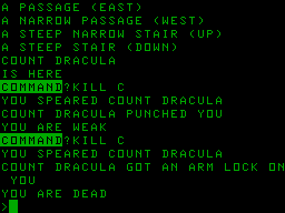 Adventures (Atom) screenshot: Got killed by Dracula