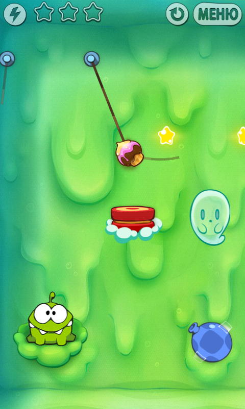 Cut the Rope (Android) screenshot: Spooky box gameplay
