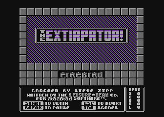 The Extirpator! (Atari 8-bit) screenshot: Title screen