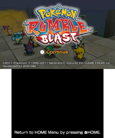 Pokémon Rumble Blast (Nintendo 3DS) screenshot: Title screen