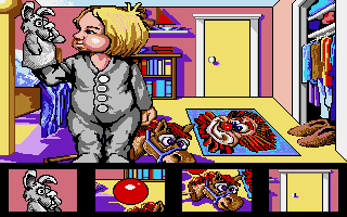 McGee (DOS) screenshot: Playing with the Muppet.