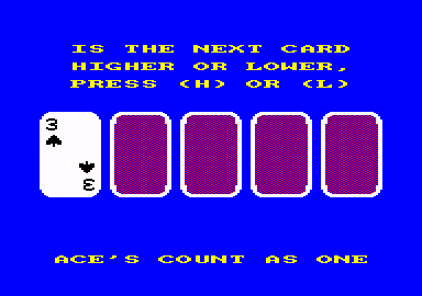 Cassette 50 (Amstrad CPC) screenshot: Play High/Low