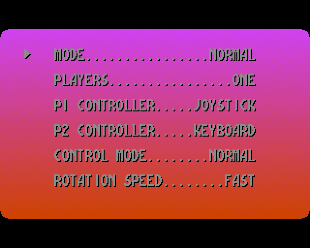 The Game of Harmony (Amiga) screenshot: Game options