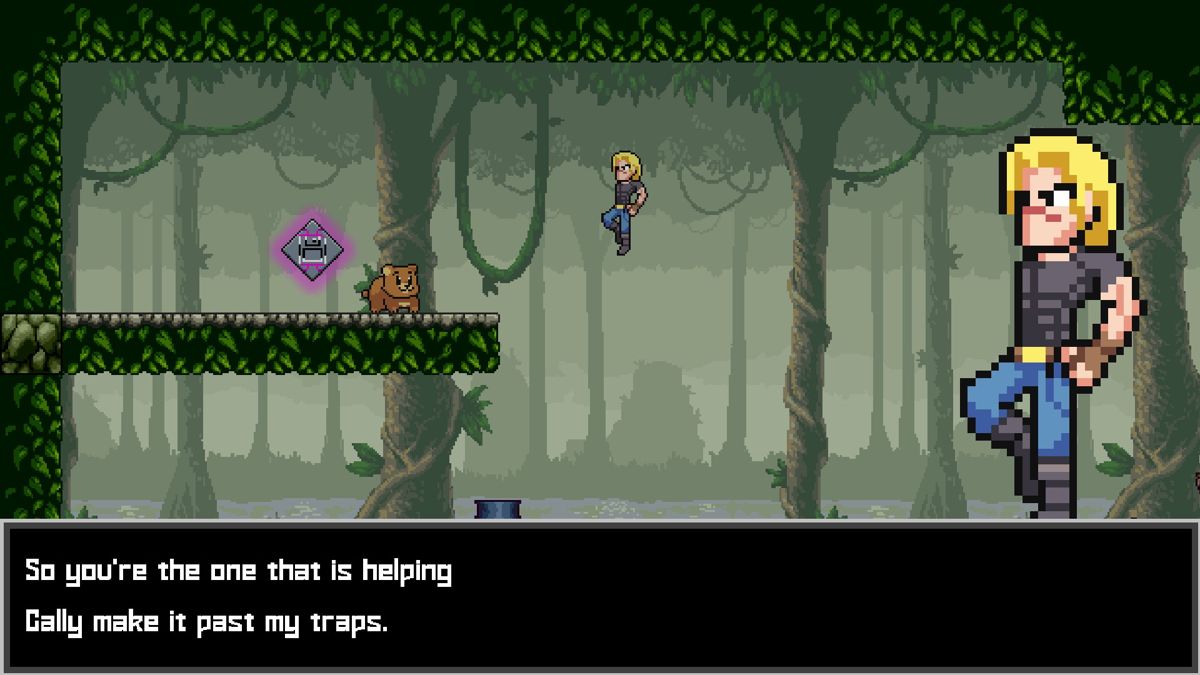 Cally's Caves 4 (Windows) screenshot: The Big Bad talks to a bear
