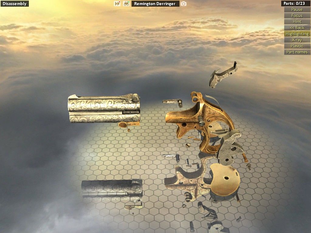 World of Guns: Gun Disassembly (Windows) screenshot: The derringer disassembled