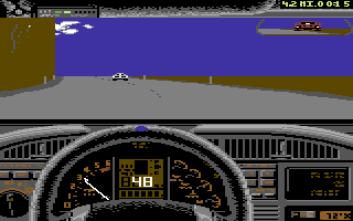 The Supercars: Test Drive II Car Disk (Commodore 64) screenshot: Corvette ZR1 dashboard