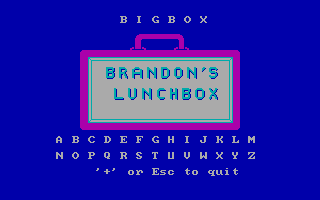 Brandon's Big Lunchbox (DOS) screenshot: Title screen and main menu