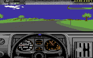The Supercars: Test Drive II Car Disk (Commodore 64) screenshot: Ferrari Testarossa dashboard