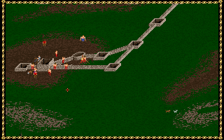 Castles (DOS) screenshot: Building walls and tower.... O, I see animals!