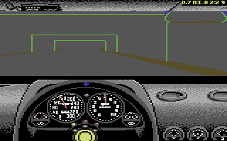 Test Drive II Scenery Disk: California Challenge (Commodore 64) screenshot: Driving inside a tunnel.