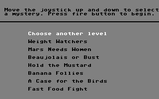 Killed Until Dead (Commodore 64) screenshot: Choose a case.