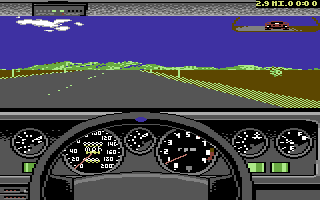 The Supercars: Test Drive II Car Disk (Commodore 64) screenshot: Lamborghini Countach dashboard