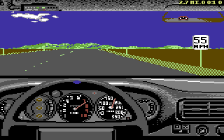 The Supercars: Test Drive II Car Disk (Commodore 64) screenshot: RUF Twin Turbo dashboard