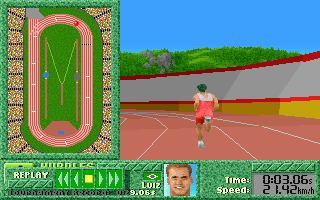 Summer Challenge (DOS) screenshot: 100m with Jump