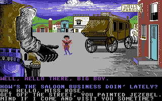 Law of the West (Commodore 64) screenshot: Saloon girl.