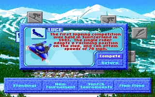 The Games: Winter Challenge (DOS) screenshot: Luge Competition