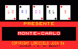Monte-Carlo (Thomson MO) screenshot: Title Screen (in French)