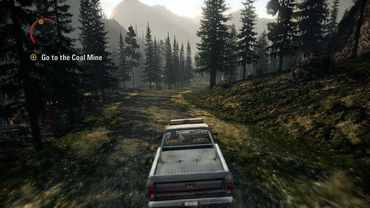 Alan Wake (Xbox One) screenshot: Driving through the forest