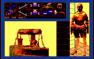 Forteresse (Amstrad CPC) screenshot: Near the well (in French)