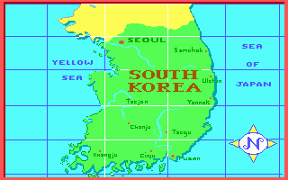 The Games: Summer Edition (DOS) screenshot: The map of South Korea