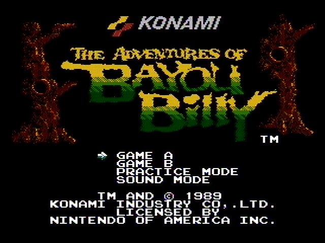 The Adventures of Bayou Billy (NES) screenshot: Title screen