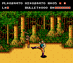 The Adventures of Bayou Billy (NES) screenshot: Louis, the first true boss in the game.