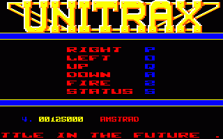 Unitrax (Amstrad CPC) screenshot: Redefine the keys